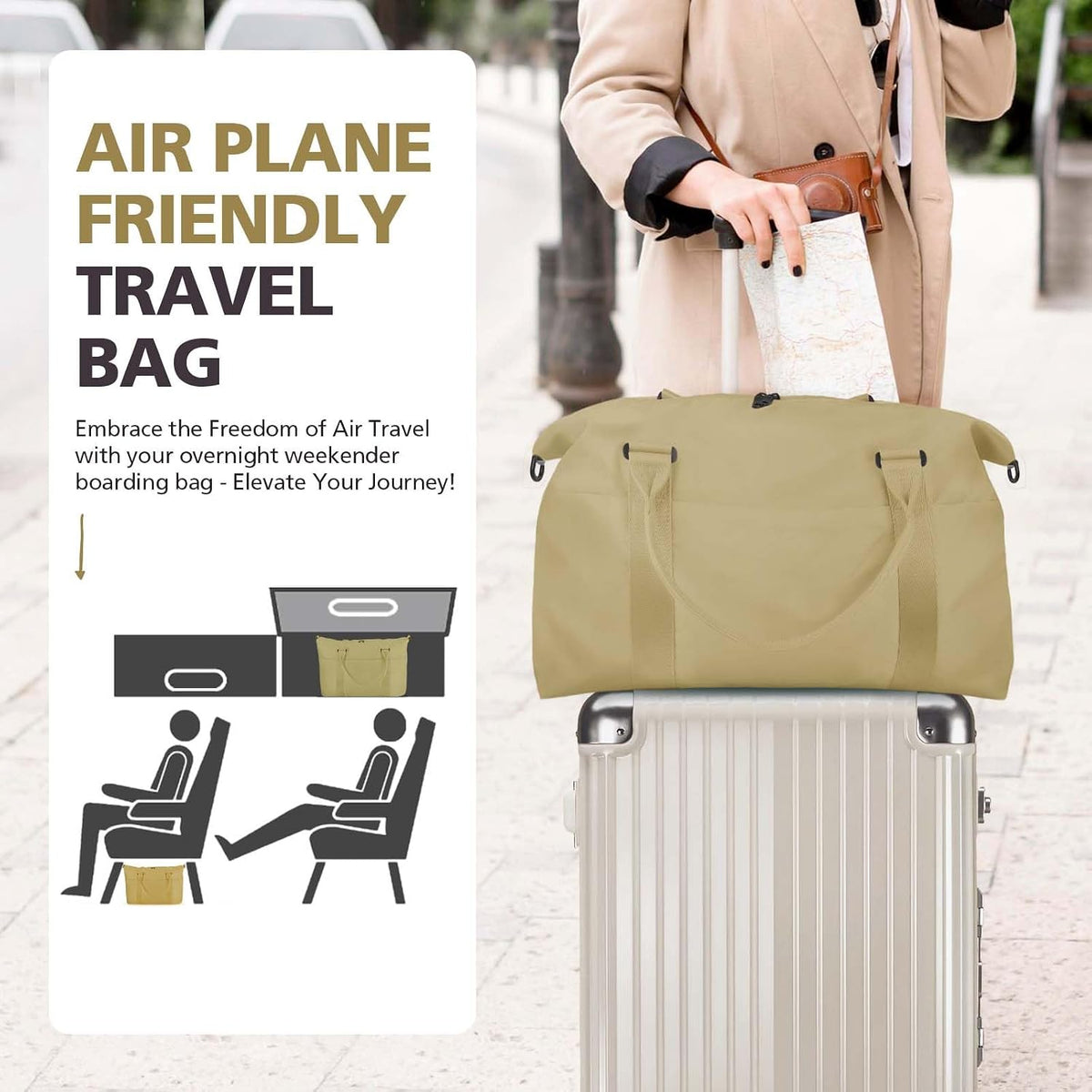 Travel Duffle, Waterproof Weekender Carry On Tote for Women, Travel Essentials Sport Gym for Men, Hospital Bag for Labor and Delivery, Overnight Luggage With Trolley Sleeve