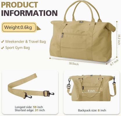 Travel Duffle, Waterproof Weekender Carry On Tote for Women, Travel Essentials Sport Gym for Men, Hospital Bag for Labor and Delivery, Overnight Luggage With Trolley Sleeve