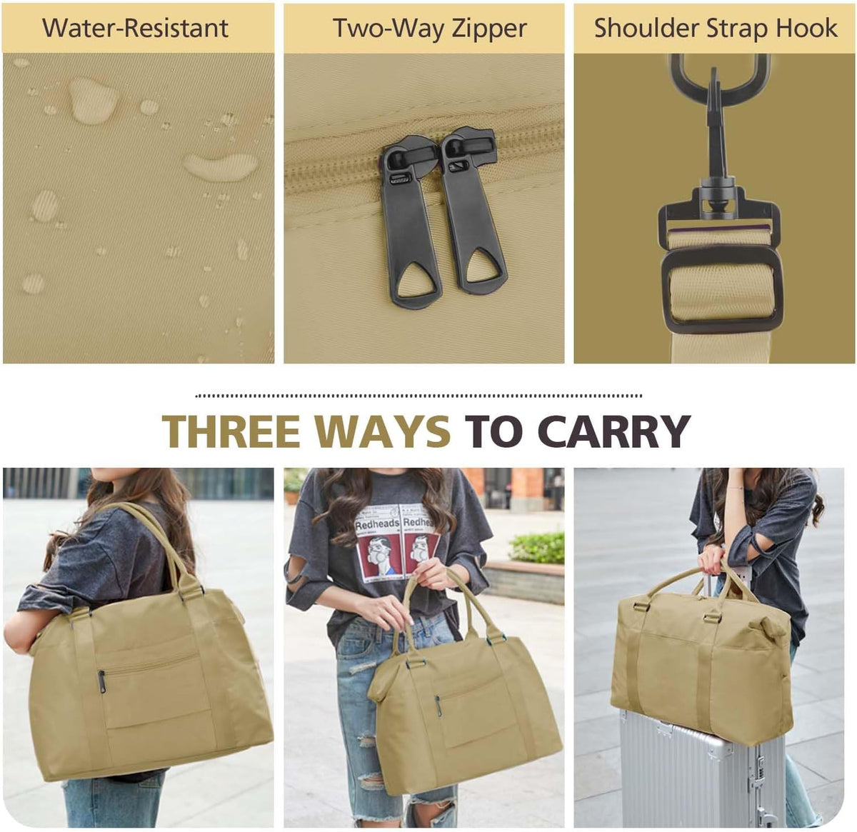 Travel Duffle, Waterproof Weekender Carry On Tote for Women, Travel Essentials Sport Gym for Men, Hospital Bag for Labor and Delivery, Overnight Luggage With Trolley Sleeve