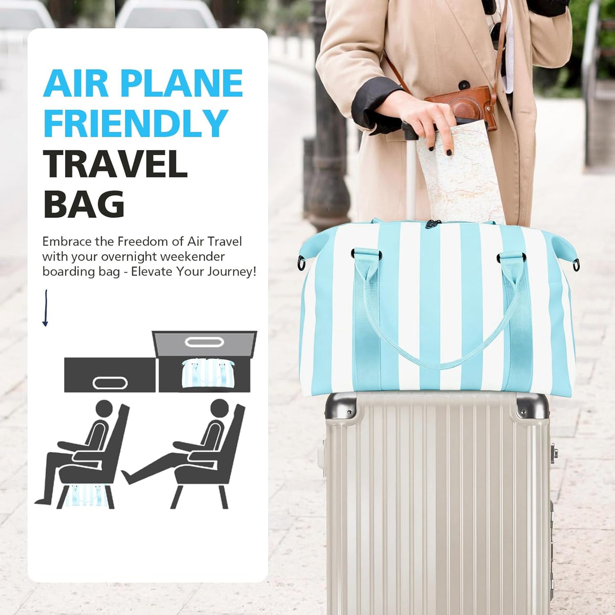 Travel Duffle, Waterproof Weekender Carry On Tote for Women, Travel Essentials Sport Gym for Men, Hospital Bag for Labor and Delivery, Overnight Luggage With Trolley Sleeve
