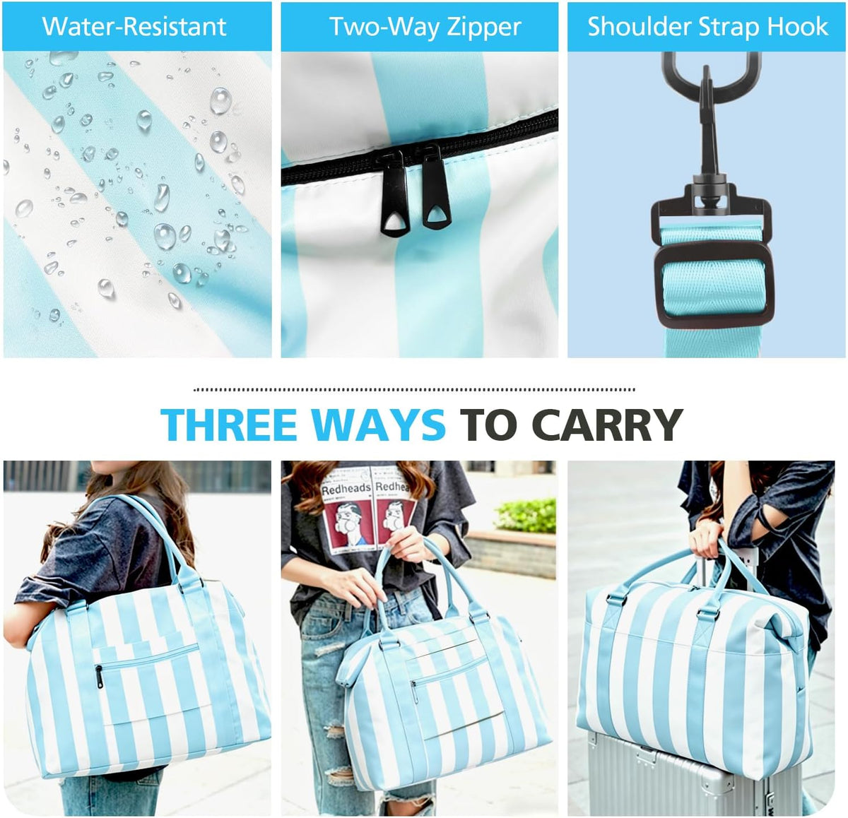 Travel Duffle, Waterproof Weekender Carry On Tote for Women, Travel Essentials Sport Gym for Men, Hospital Bag for Labor and Delivery, Overnight Luggage With Trolley Sleeve