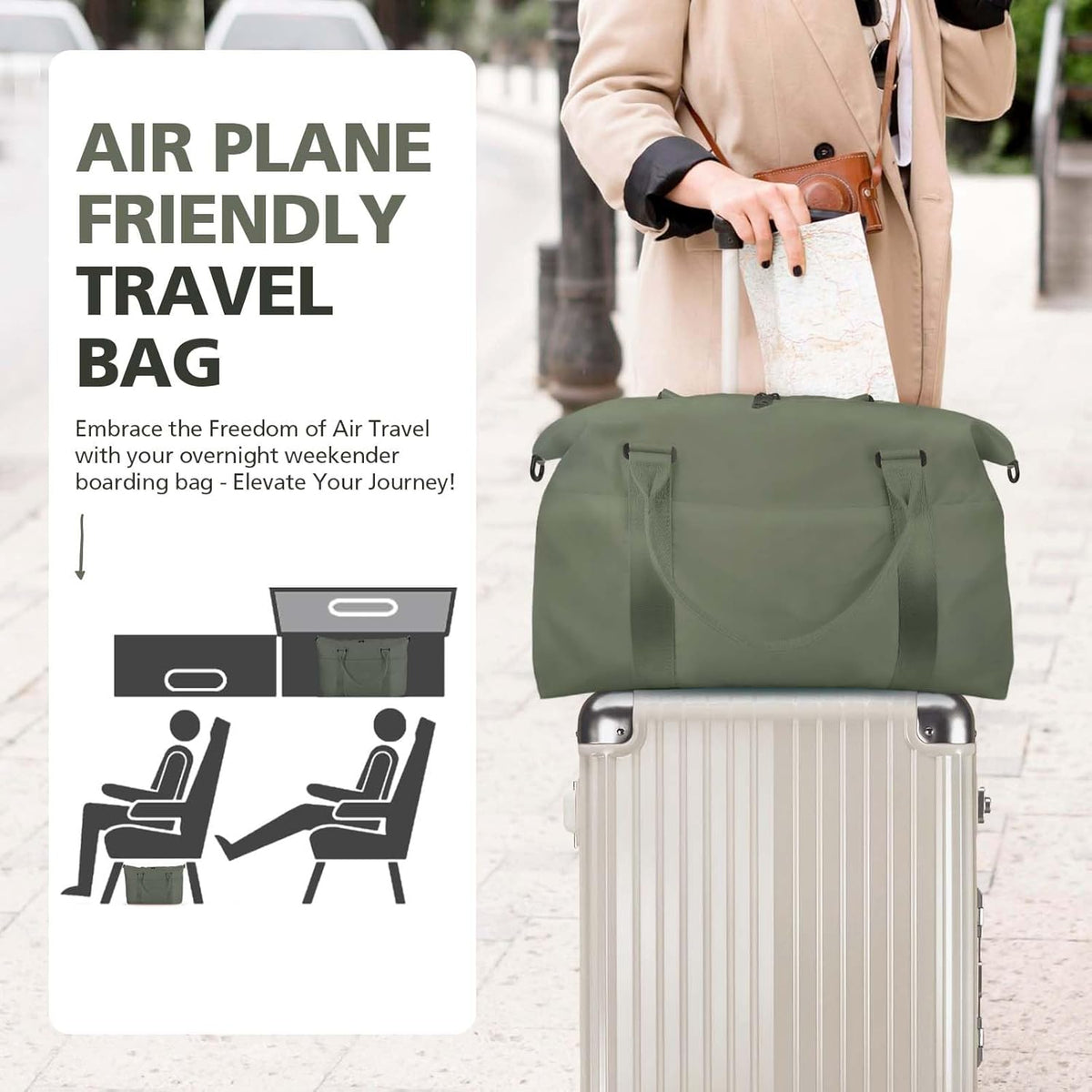 Travel Duffle, Waterproof Weekender Carry On Tote for Women, Travel Essentials Sport Gym for Men, Hospital Bag for Labor and Delivery, Overnight Luggage With Trolley Sleeve