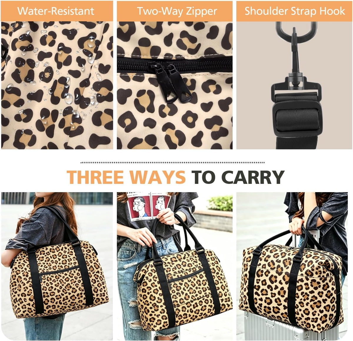 Travel Duffle, Waterproof Weekender Carry On Tote for Women, Travel Essentials Sport Gym for Men, Hospital Bag for Labor and Delivery, Overnight Luggage With Trolley Sleeve