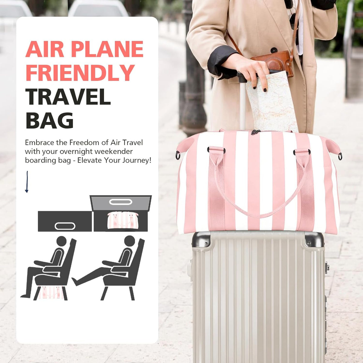 Travel Duffle, Waterproof Weekender Carry On Tote for Women, Travel Essentials Sport Gym for Men, Hospital Bag for Labor and Delivery, Overnight Luggage With Trolley Sleeve