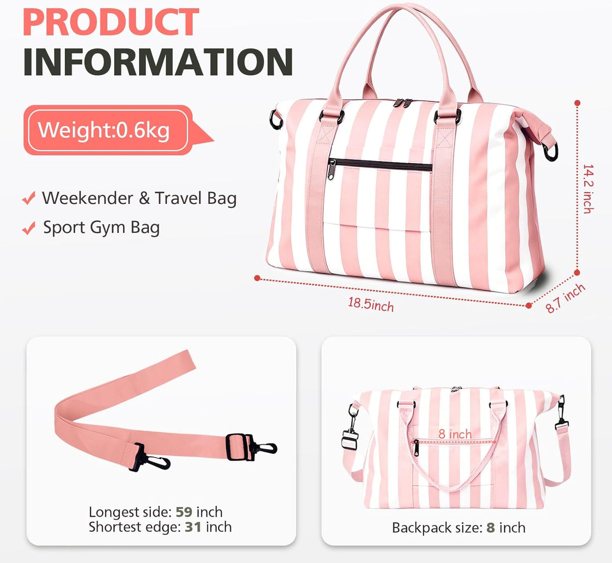 Travel Duffle, Waterproof Weekender Carry On Tote for Women, Travel Essentials Sport Gym for Men, Hospital Bag for Labor and Delivery, Overnight Luggage With Trolley Sleeve