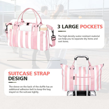 Travel Duffle, Waterproof Weekender Carry On Tote for Women, Travel Essentials Sport Gym for Men, Hospital Bag for Labor and Delivery, Overnight Luggage With Trolley Sleeve