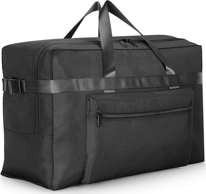 Extra Large 120L Foldable Duffel Bag for Travel, Waterproof Weekend Overnight Bag, Collapsible Storage Bag for Moving, Camping (Black)