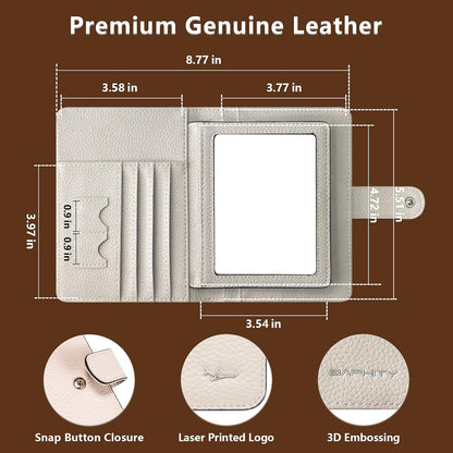 Passport Holder Women, Genuine Leather Passport Wallet RFID Blocking for Men and Women, Passport Cover with Snap Closure Fit for Immunization Record Card Beige