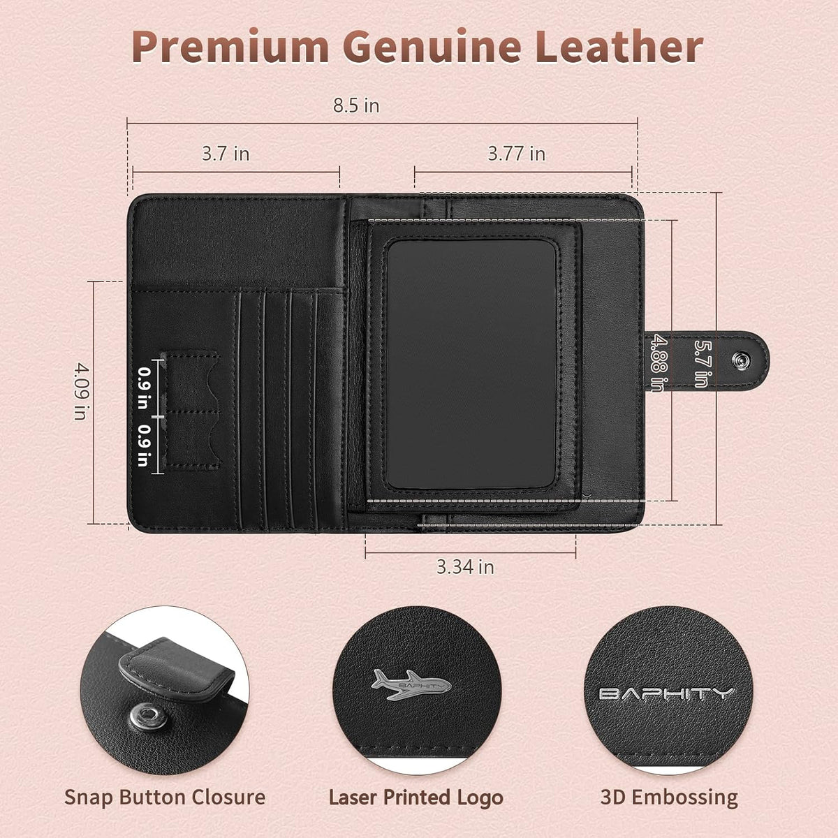 Passport Holder Women, Genuine Leather Passport Wallet RFID Blocking for Men and Women, Passport Cover with Snap Closure Fit for Immunization Record Card Beige