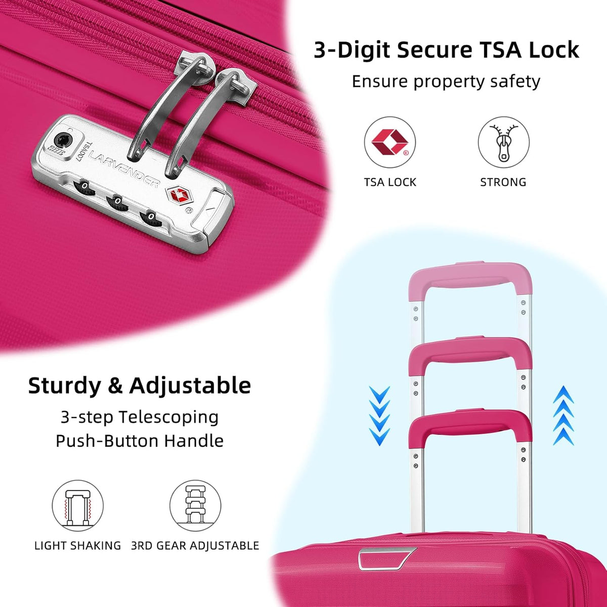 Carry On Luggage 22x14x9 Airline Approved, Suitcases with Wheels | 20Inch Hardside PP Carry-On Luggage for Women Men, TSA Lock, Black
