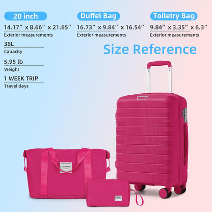 Carry On Luggage 22x14x9 Airline Approved, Suitcases with Wheels | 20Inch Hardside PP Carry-On Luggage for Women Men, TSA Lock, Black