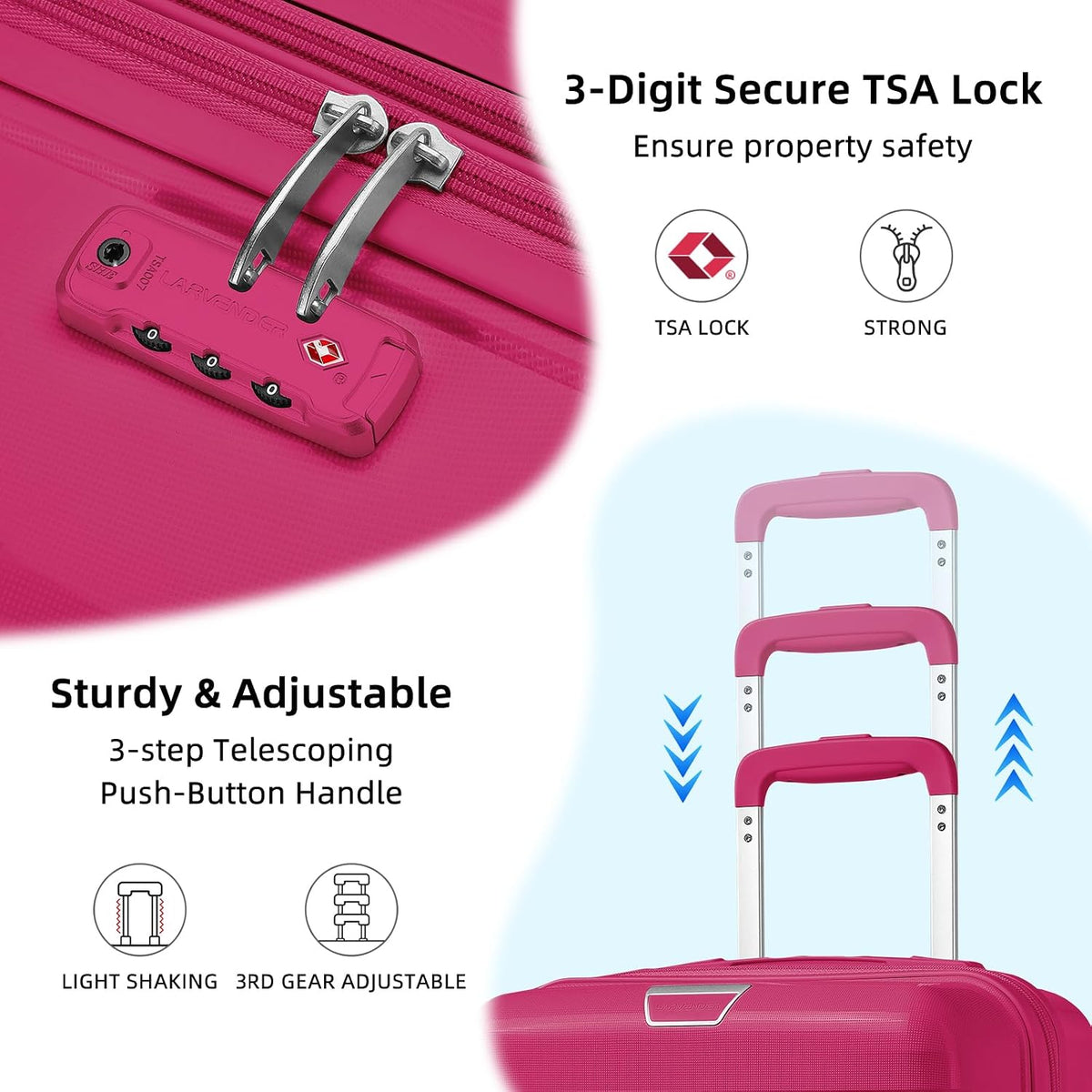 Carry On Luggage 22x14x9 Airline Approved, Suitcases with Wheels | 20Inch Hardside PP Carry-On Luggage for Women Men, TSA Lock, Black