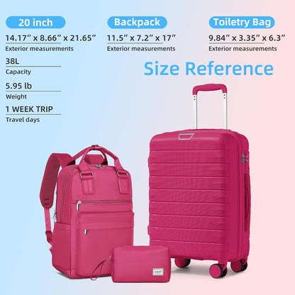 Carry On Luggage 22x14x9 Airline Approved, Suitcases with Wheels | 20Inch Hardside PP Carry-On Luggage for Women Men, TSA Lock, Black