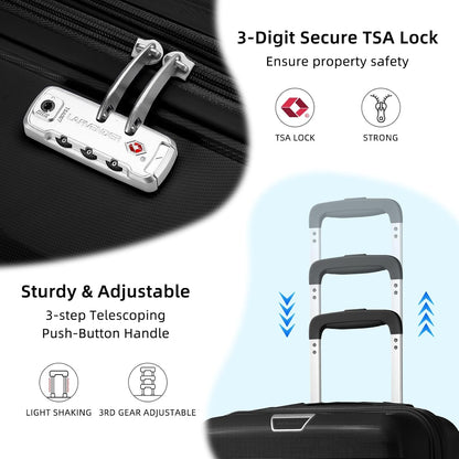 Carry On Luggage 22x14x9 Airline Approved, Suitcases with Wheels | 20Inch Hardside PP Carry-On Luggage for Women Men, TSA Lock, Black