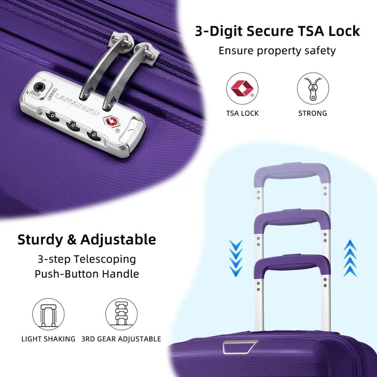 Carry On Luggage 22x14x9 Airline Approved, Suitcases with Wheels | 20Inch Hardside PP Carry-On Luggage for Women Men, TSA Lock, Black
