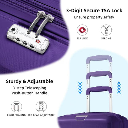 Carry On Luggage 22x14x9 Airline Approved, Suitcases with Wheels | 20Inch Hardside PP Carry-On Luggage for Women Men, TSA Lock, Black