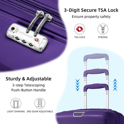 Carry On Luggage 22x14x9 Airline Approved, Suitcases with Wheels | 20Inch Hardside PP Carry-On Luggage for Women Men, TSA Lock, Black