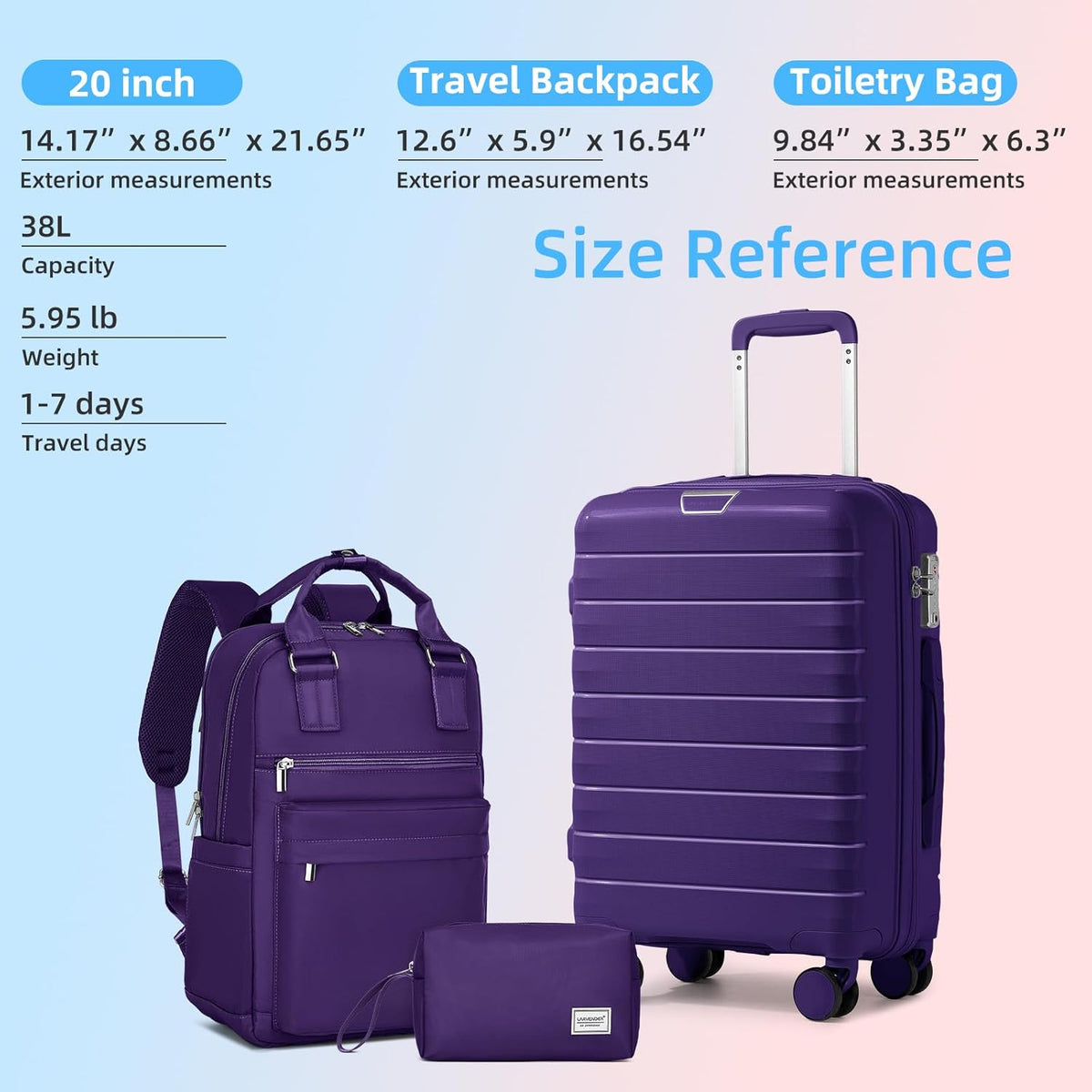 Carry On Luggage 22x14x9 Airline Approved, Suitcases with Wheels | 20Inch Hardside PP Carry-On Luggage for Women Men, TSA Lock, Black
