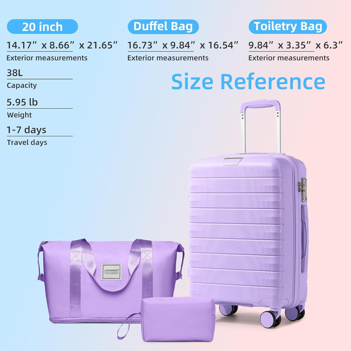 Carry On Luggage 22x14x9 Airline Approved, Suitcases with Wheels | 20Inch Hardside PP Carry-On Luggage for Women Men, TSA Lock, Black