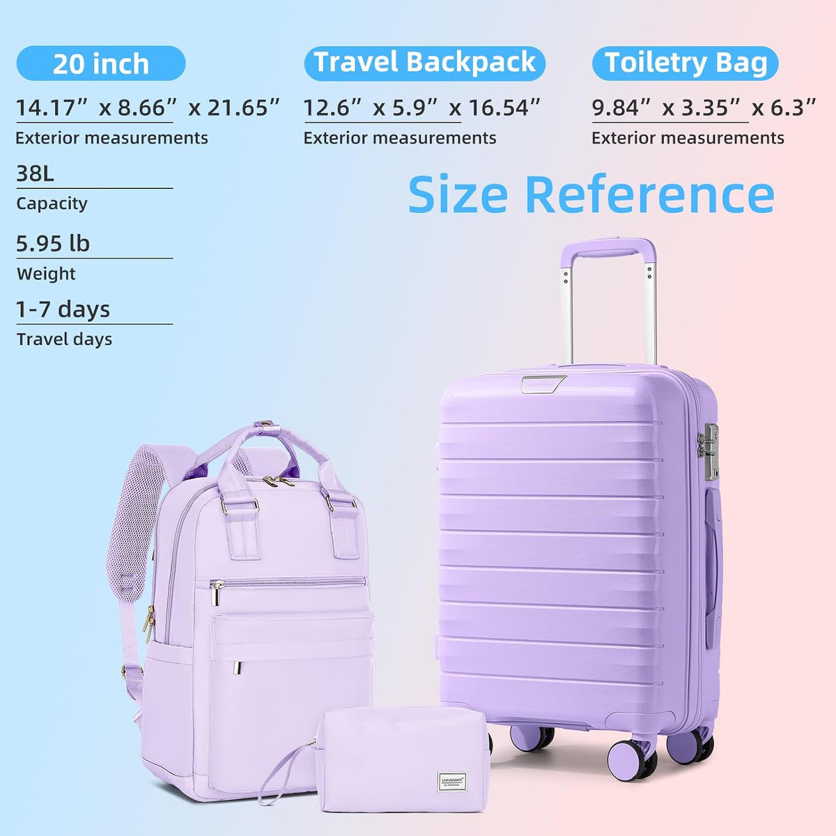 Carry On Luggage 22x14x9 Airline Approved, Suitcases with Wheels | 20Inch Hardside PP Carry-On Luggage for Women Men, TSA Lock, Black