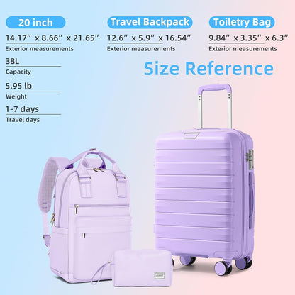 Carry On Luggage 22x14x9 Airline Approved, Suitcases with Wheels | 20Inch Hardside PP Carry-On Luggage for Women Men, TSA Lock, Black