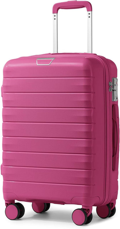 Carry On Luggage 22x14x9 Airline Approved, Suitcases with Wheels | 20Inch Hardside PP Carry-On Luggage for Women Men, TSA Lock, Black
