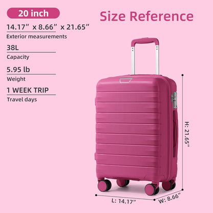 Carry On Luggage 22x14x9 Airline Approved, Suitcases with Wheels | 20Inch Hardside PP Carry-On Luggage for Women Men, TSA Lock, Black
