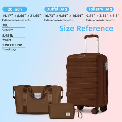 Carry On Luggage 22x14x9 Airline Approved, Suitcases with Wheels | 20Inch Hardside PP Carry-On Luggage for Women Men, TSA Lock, Black