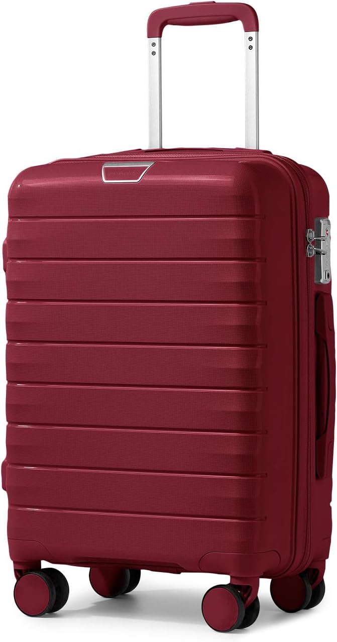Carry On Luggage 22x14x9 Airline Approved, Suitcases with Wheels | 20Inch Hardside PP Carry-On Luggage for Women Men, TSA Lock, Black