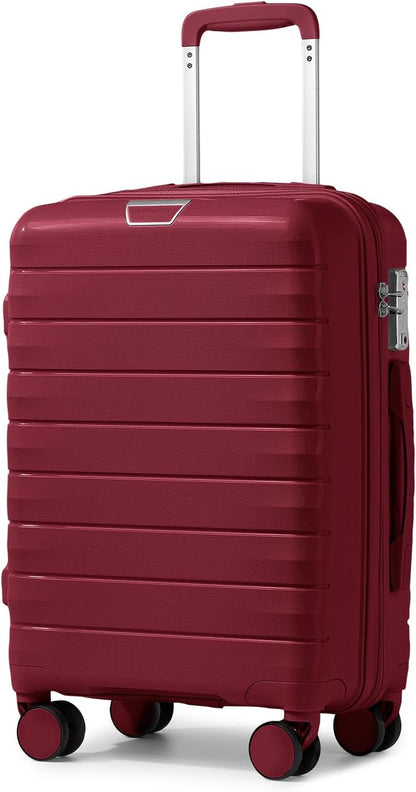 Carry On Luggage 22x14x9 Airline Approved, Suitcases with Wheels | 20Inch Hardside PP Carry-On Luggage for Women Men, TSA Lock, Black