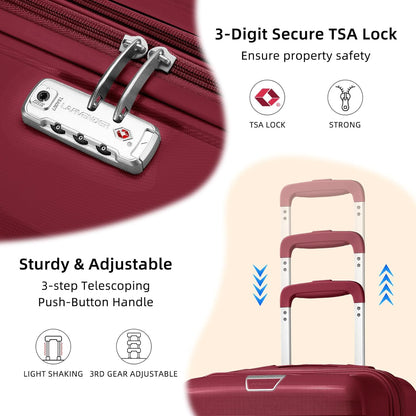 Carry On Luggage 22x14x9 Airline Approved, Suitcases with Wheels | 20Inch Hardside PP Carry-On Luggage for Women Men, TSA Lock, Black