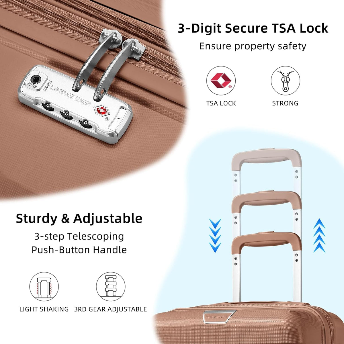 Carry On Luggage 22x14x9 Airline Approved, Suitcases with Wheels | 20Inch Hardside PP Carry-On Luggage for Women Men, TSA Lock, Black