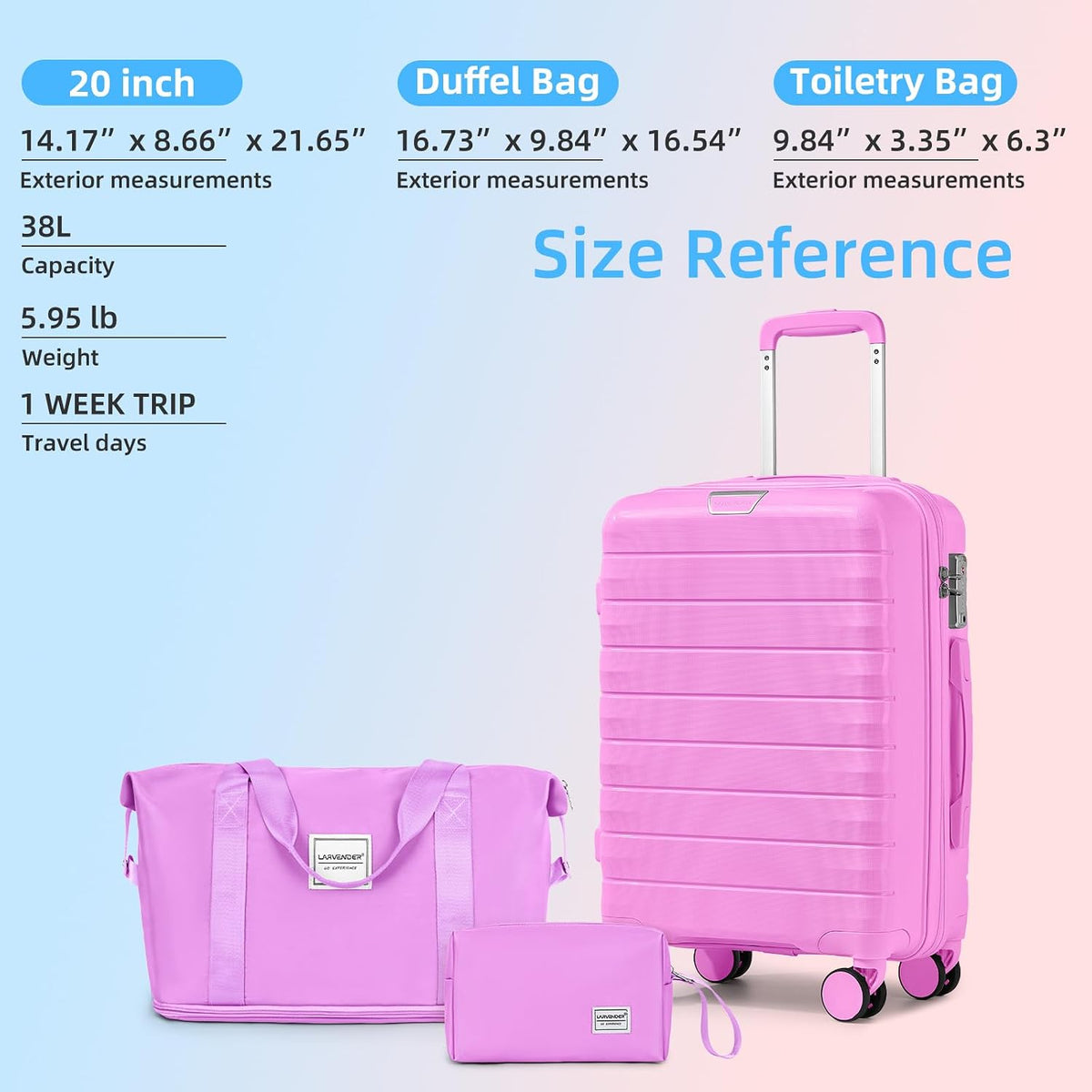 Carry On Luggage 22x14x9 Airline Approved, Suitcases with Wheels | 20Inch Hardside PP Carry-On Luggage for Women Men, TSA Lock, Black
