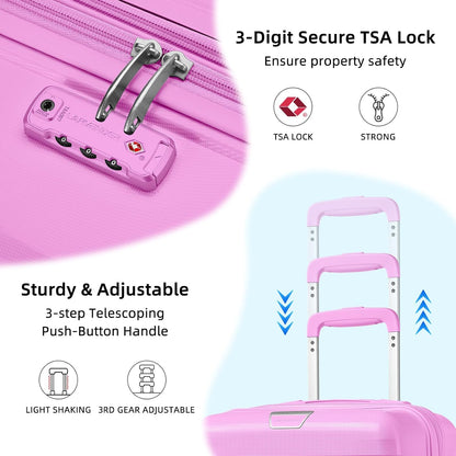 Carry On Luggage 22x14x9 Airline Approved, Suitcases with Wheels | 20Inch Hardside PP Carry-On Luggage for Women Men, TSA Lock, Black