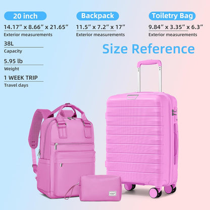 Carry On Luggage 22x14x9 Airline Approved, Suitcases with Wheels | 20Inch Hardside PP Carry-On Luggage for Women Men, TSA Lock, Black