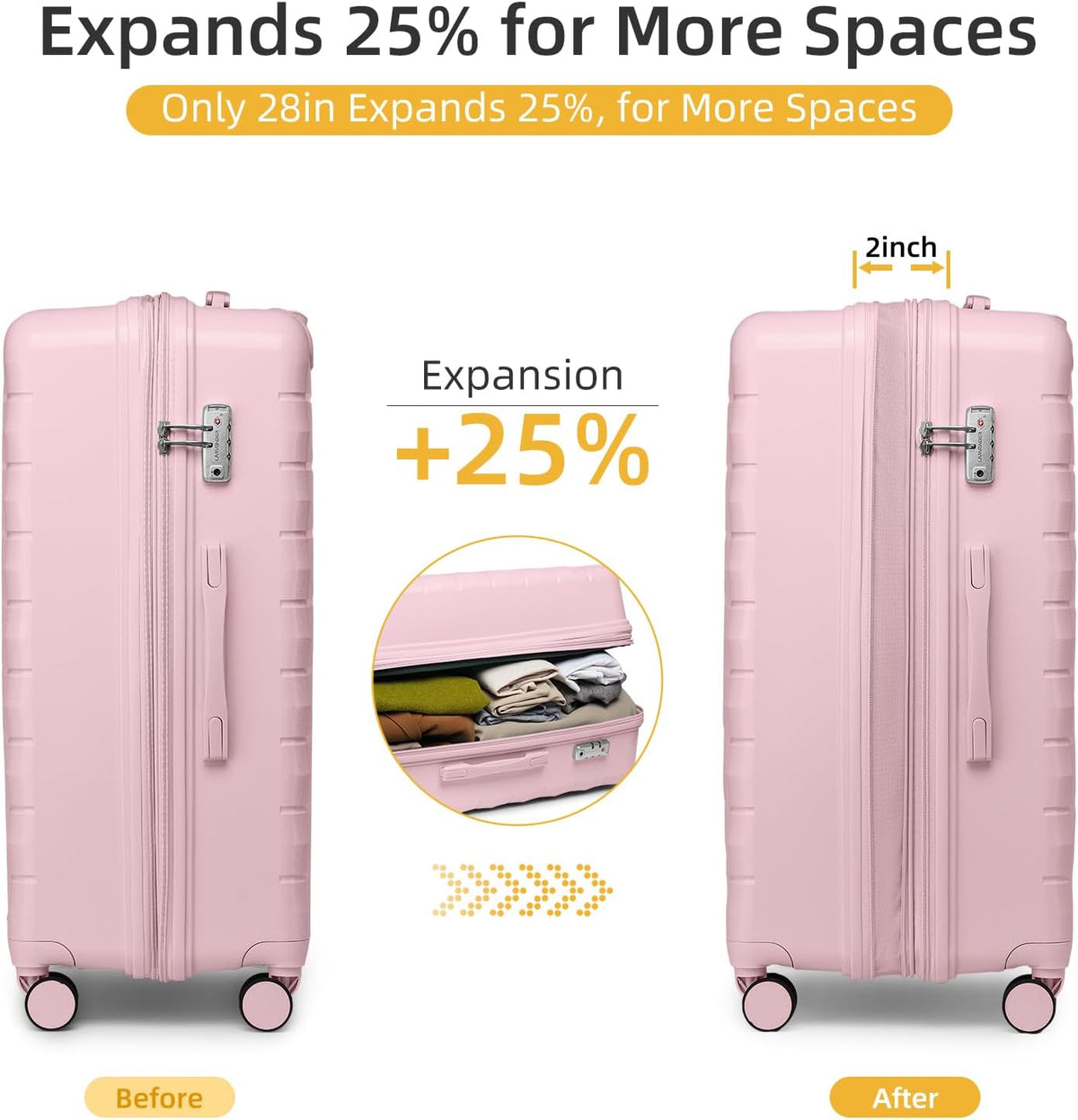Carry On Luggage 22x14x9 Airline Approved, Suitcases with Wheels | 20Inch Hardside PP Carry-On Luggage for Women Men, TSA Lock, Black