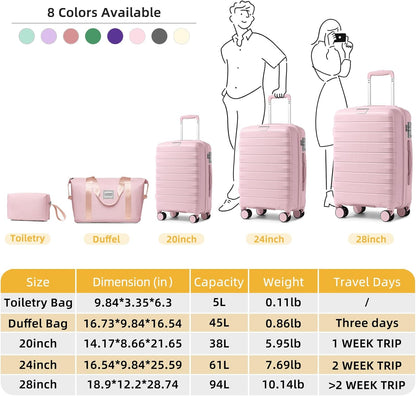Carry On Luggage 22x14x9 Airline Approved, Suitcases with Wheels | 20Inch Hardside PP Carry-On Luggage for Women Men, TSA Lock, Black