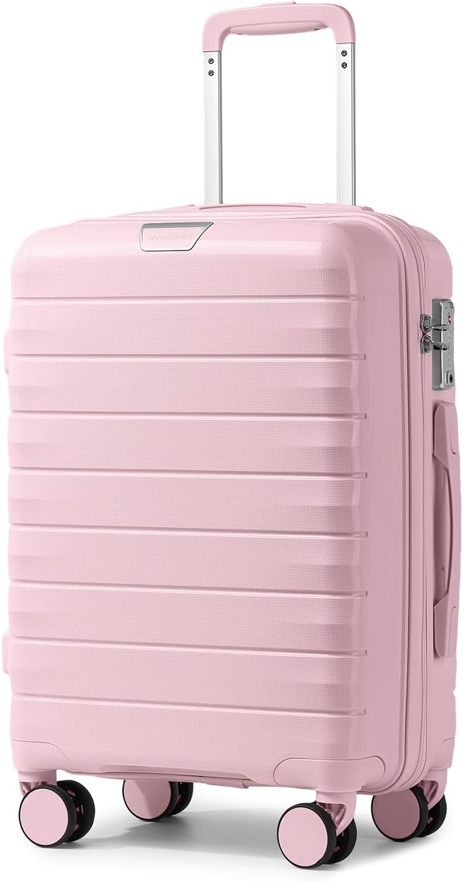 Carry On Luggage 22x14x9 Airline Approved, Suitcases with Wheels | 20Inch Hardside PP Carry-On Luggage for Women Men, TSA Lock, Black