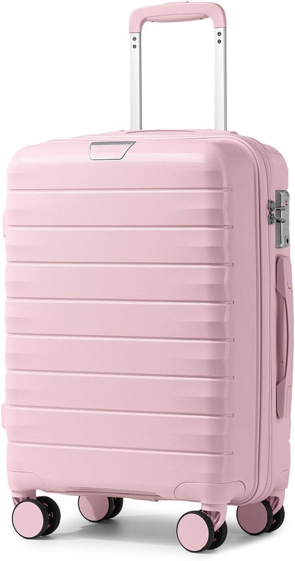 Carry On Luggage 22x14x9 Airline Approved, Suitcases with Wheels | 20Inch Hardside PP Carry-On Luggage for Women Men, TSA Lock, Black