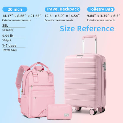 Carry On Luggage 22x14x9 Airline Approved, Suitcases with Wheels | 20Inch Hardside PP Carry-On Luggage for Women Men, TSA Lock, Black