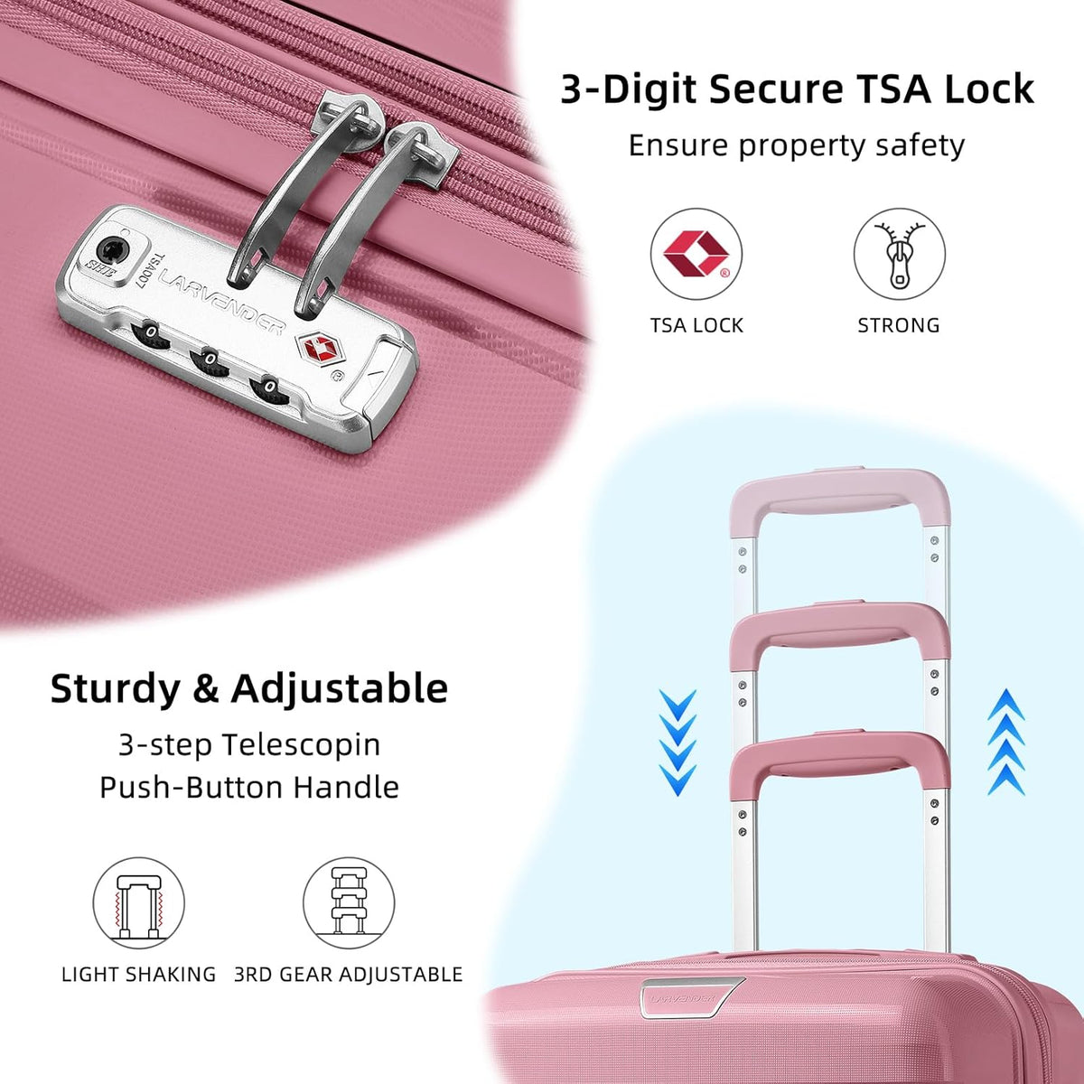 Carry On Luggage 22x14x9 Airline Approved, Suitcases with Wheels | 20Inch Hardside PP Carry-On Luggage for Women Men, TSA Lock, Black