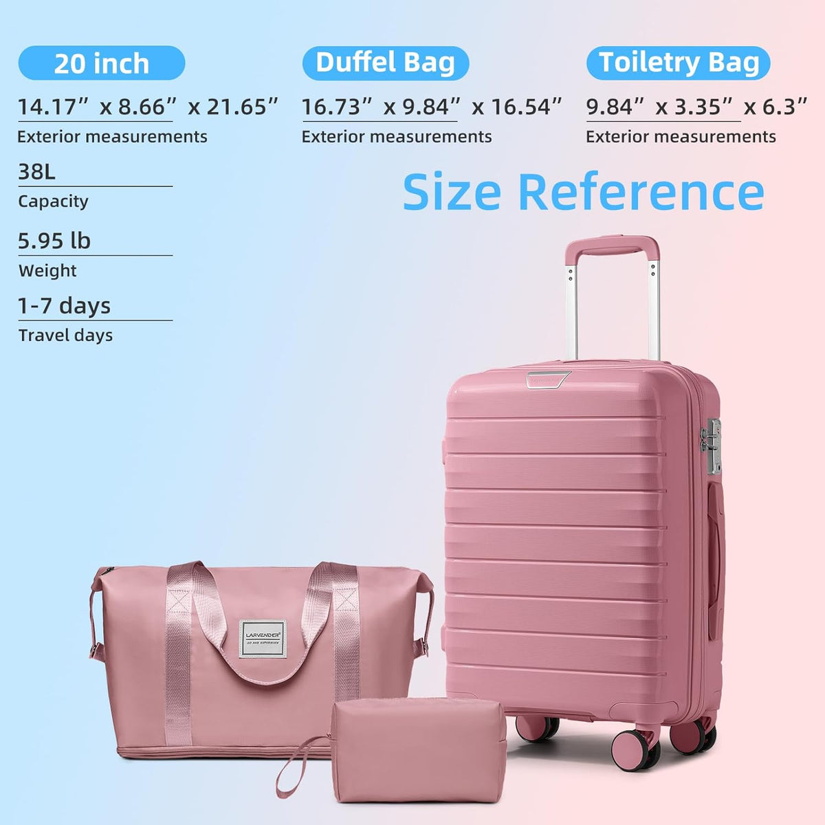 Carry On Luggage 22x14x9 Airline Approved, Suitcases with Wheels | 20Inch Hardside PP Carry-On Luggage for Women Men, TSA Lock, Black