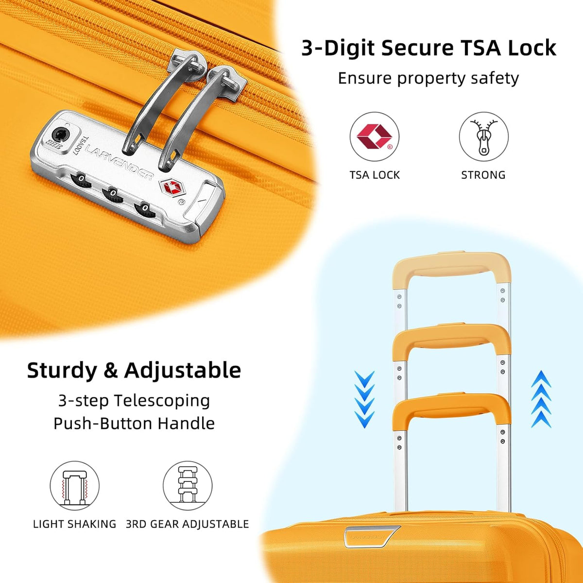 Carry On Luggage 22x14x9 Airline Approved, Suitcases with Wheels | 20Inch Hardside PP Carry-On Luggage for Women Men, TSA Lock, Black