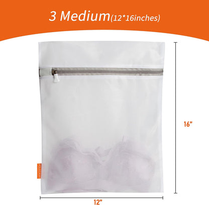 Mesh Laundry Bags 3 Pack (Large, Medium, Small) | Durable Zipper, For Delicates, Lingerie, Bras, Underwear, Protect Garments in Washing Machine