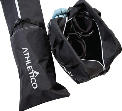 Ski Bag and Ski Boot Bag Combo - Ski Bags for Air Travel - Unpadded Snow Ski Bags Fit Skis Up to 200cm - For Men, Women, Adults, and Children