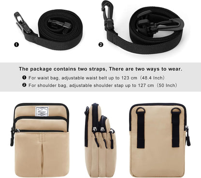 Multifunction Phone Bag One Shoulder Phone Waist Bag Diagonal Cross Bag Smart Phone Case Outdoor Bag Triple Zip Hipster Crossbody Purse for Women & Men Black-flowers