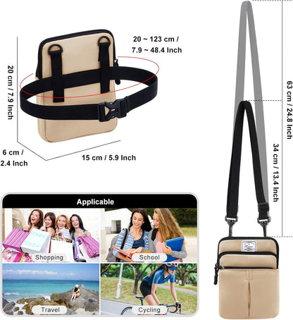 Multifunction Phone Bag One Shoulder Phone Waist Bag Diagonal Cross Bag Smart Phone Case Outdoor Bag Triple Zip Hipster Crossbody Purse for Women & Men Black-flowers