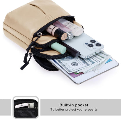 Multifunction Phone Bag One Shoulder Phone Waist Bag Diagonal Cross Bag Smart Phone Case Outdoor Bag Triple Zip Hipster Crossbody Purse for Women & Men Black-flowers
