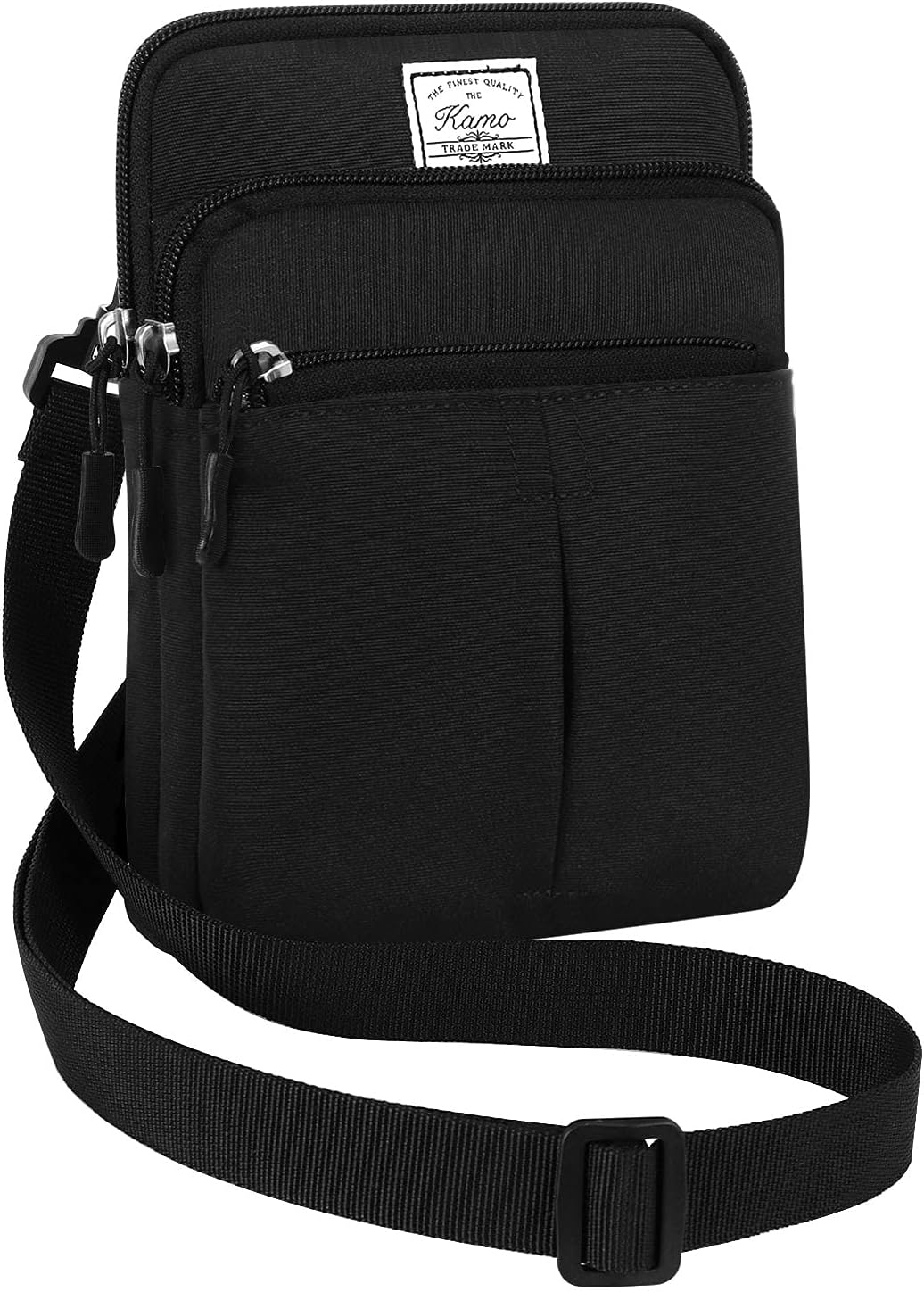 Multifunction Phone Bag One Shoulder Phone Waist Bag Diagonal Cross Bag Smart Phone Case Outdoor Bag Triple Zip Hipster Crossbody Purse for Women & Men Black-flowers