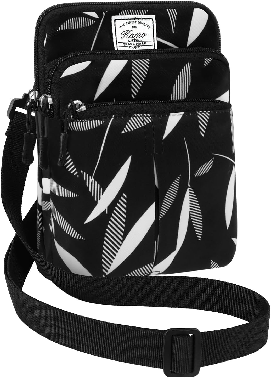 Multifunction Phone Bag One Shoulder Phone Waist Bag Diagonal Cross Bag Smart Phone Case Outdoor Bag Triple Zip Hipster Crossbody Purse for Women & Men Black-flowers
